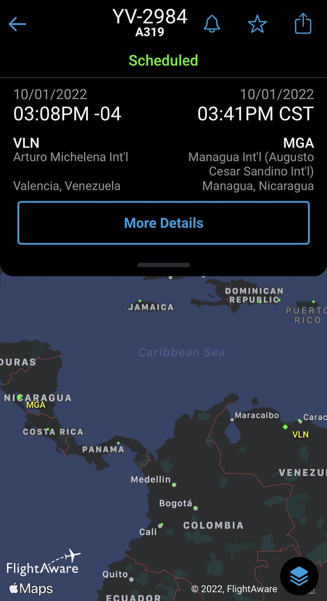 Venezuelan presidential/government jet (YV-2984) just filed a flight plan from Valencia, Venezuela to fly to Managua, Nicaragua