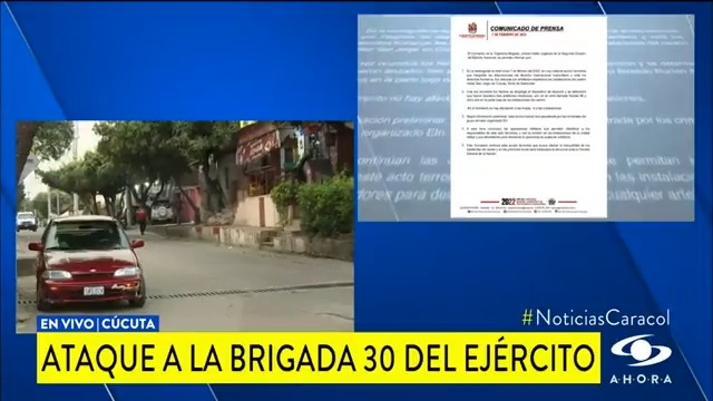 En Cúcuta continúan los patrullajes de las autoridades luego del ataque con tres explosivos contra la Brigada 30 del Ejército Nacional. En la zona ya fue habilitado el paso.   La acción terrorista es atribuida al ELN. >