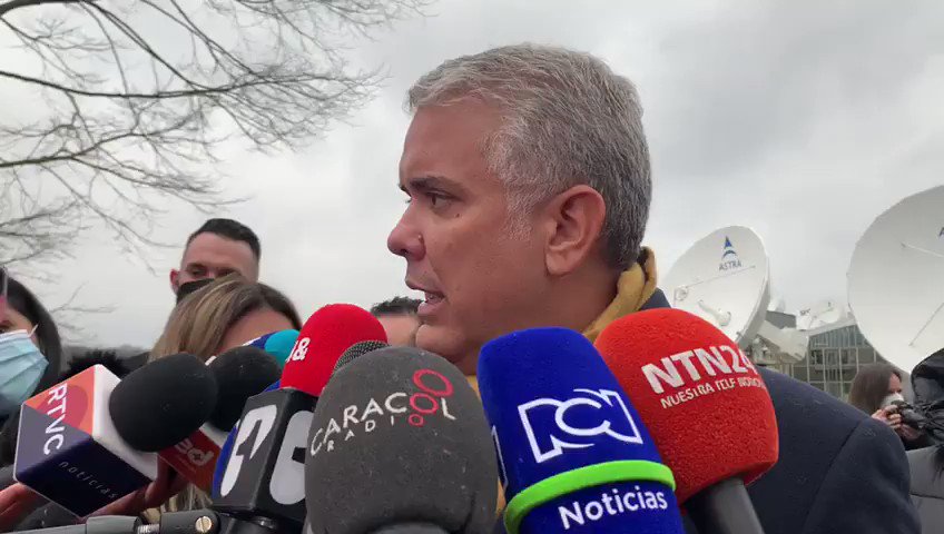 From Luxembourg, the president @IvanDuque warned that those responsible for the attack against the public force in Granada seek to destabilize the elections. He warned that they will pay dearly for these terrorist acts