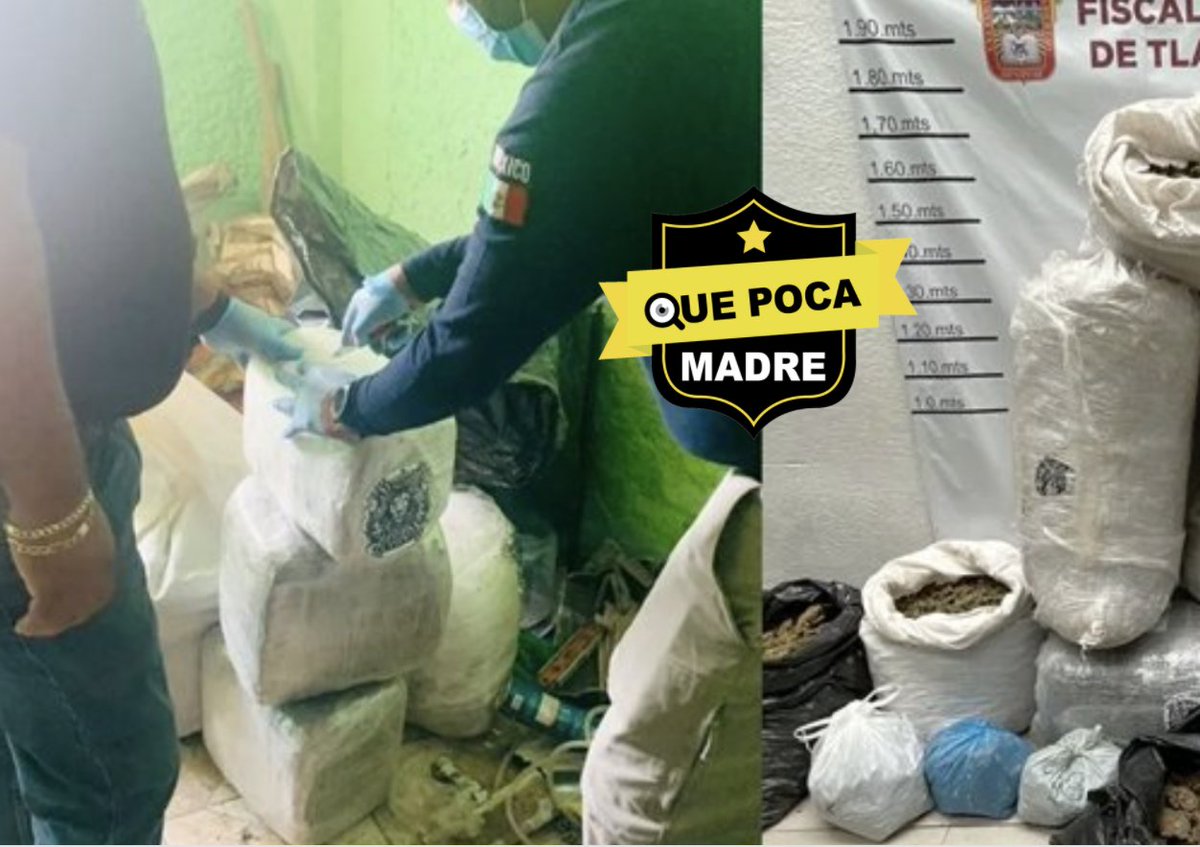 The FGJEM seized bags of more than 100 kg of marijuana. The security elements searched a house in Lázaro Cárdenas Tlalnepantla EdoMex, there were no detainees