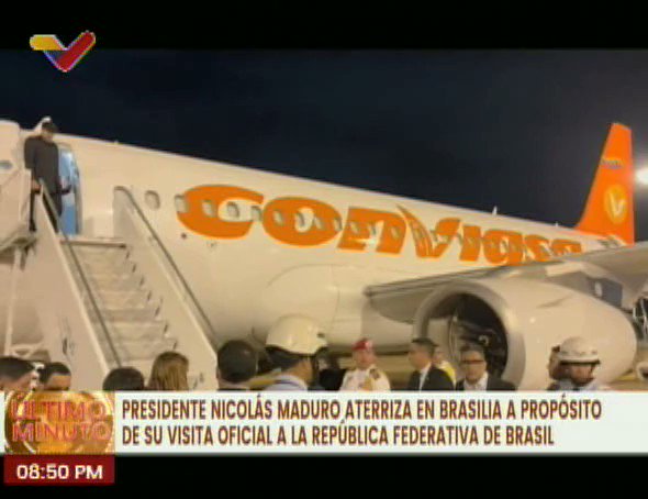 Maduro arrived in Brasilia for his official visit to the Federative Republic of Brazil, as part of the reestablishment of bilateral relations and to attend the meeting of South American presidents