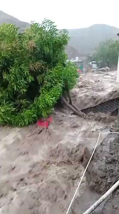 Massive flood due to passing Hurricane Hilary in Santa Rosalía of Baja California, Mexico