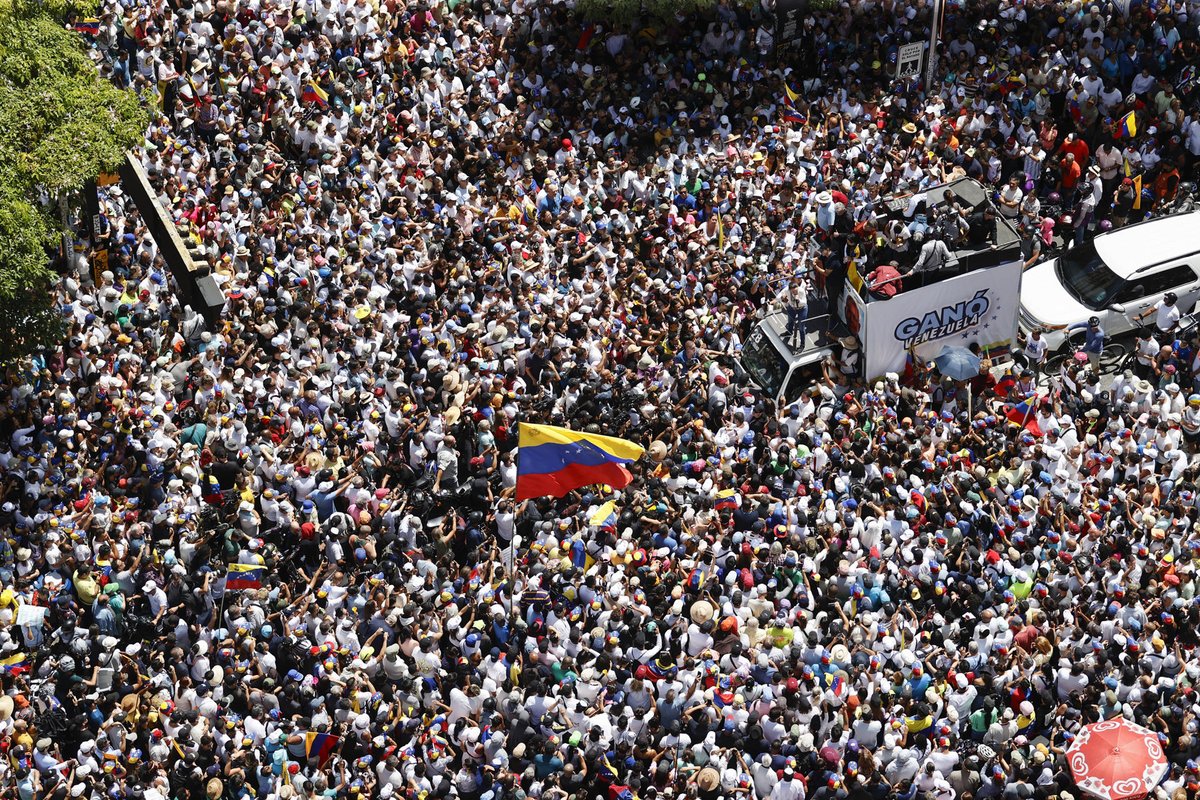 Aerial images of the mobilization called by María Corina Machado in Caracas are released. The world and everyone within our country must recognize that the president-elect of Venezuela is Edmundo González Urrutia