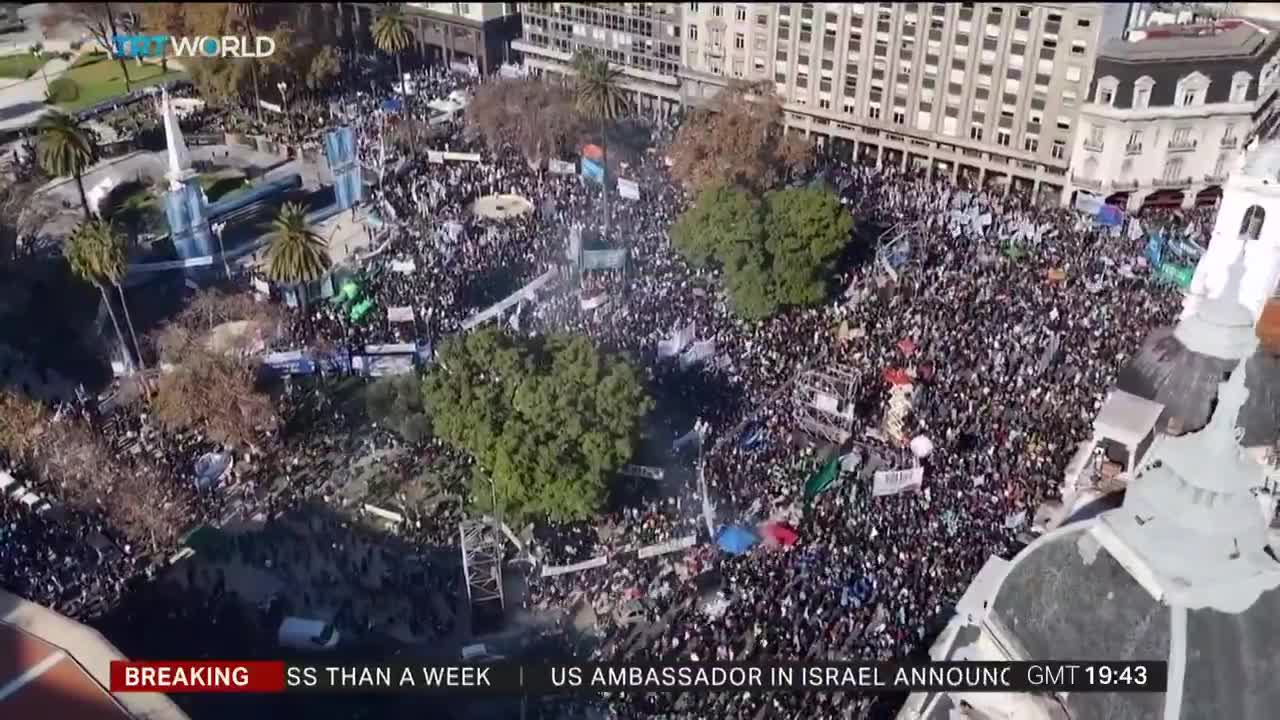 Tens of thousands take to the streets in Argentina in support of former president Cristina Kirchner as she starts six-year sentence under house arrest for corruption