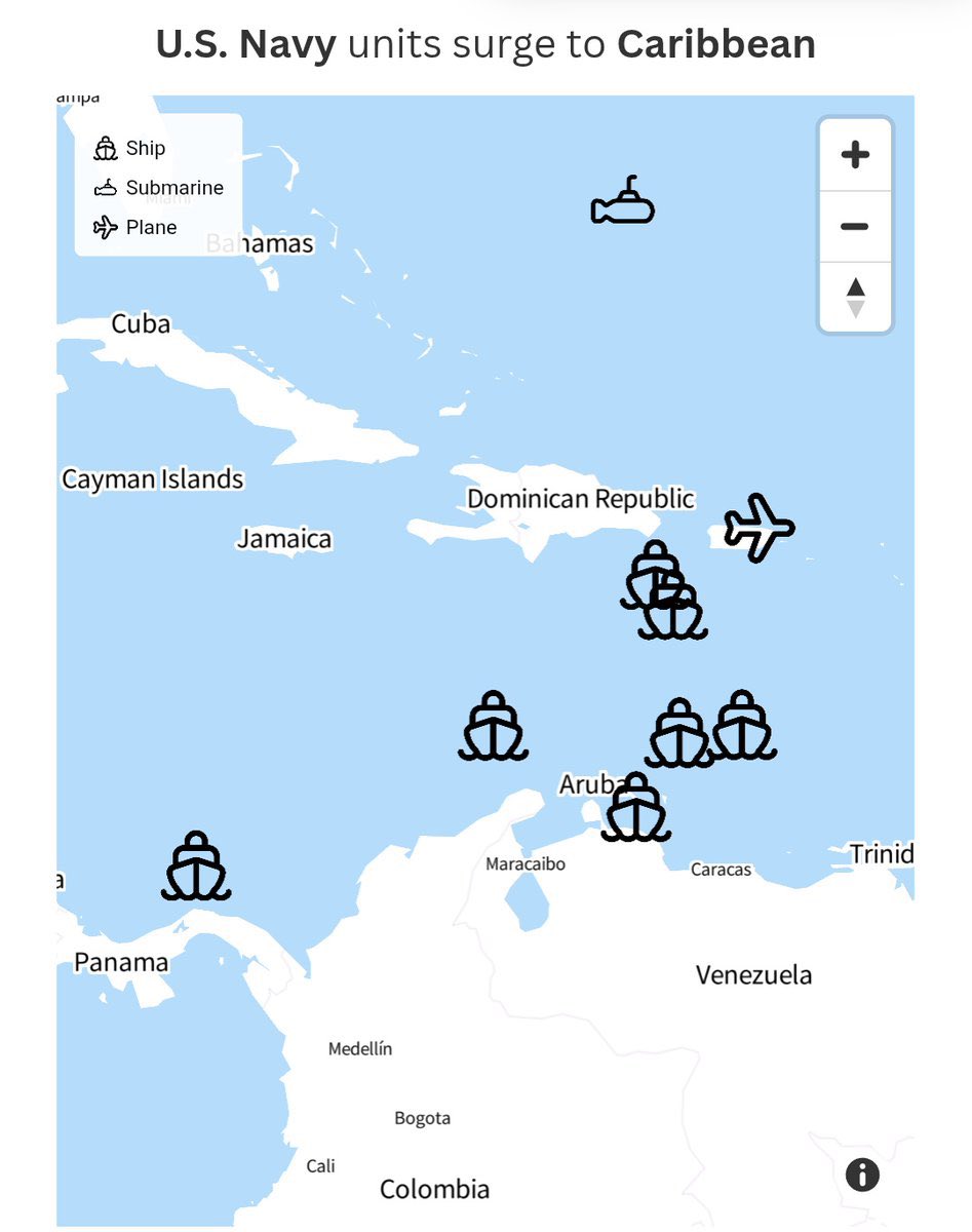 U.S. Congressman Rep. Carlos A. Gimenez posting a map of U.S. Navy deployment in Caribbean Sea: Our prayers are with the courageous men and women of our armed forces as they approach the coasts of Venezuela