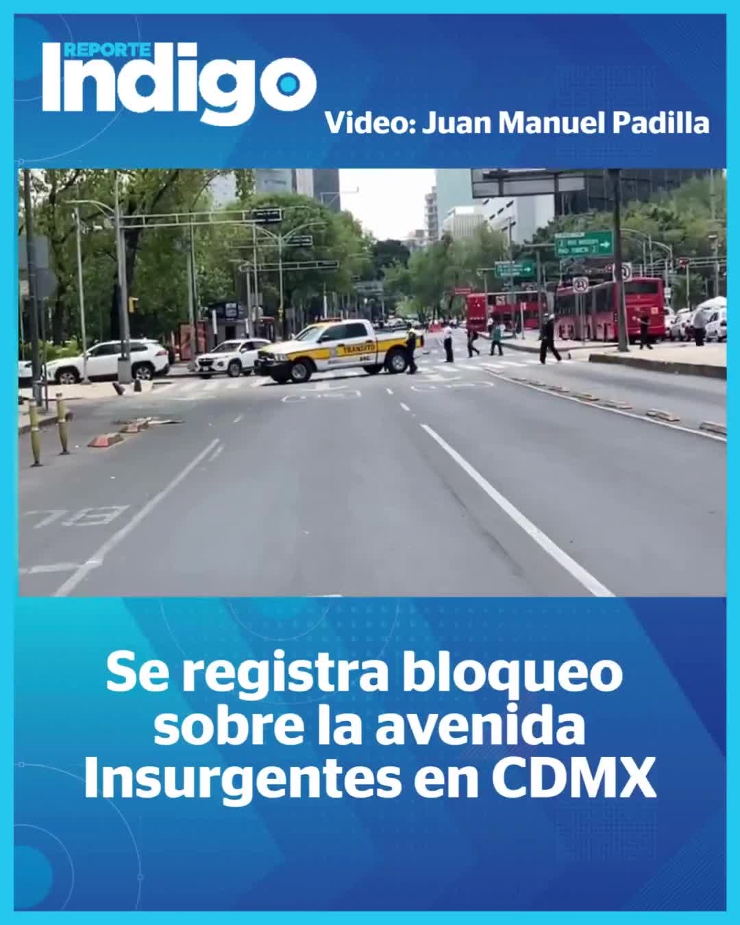 A group of protesters blockade Insurgentes Avenue and Madrid Street. They demand justice in a case of vicarious violence.