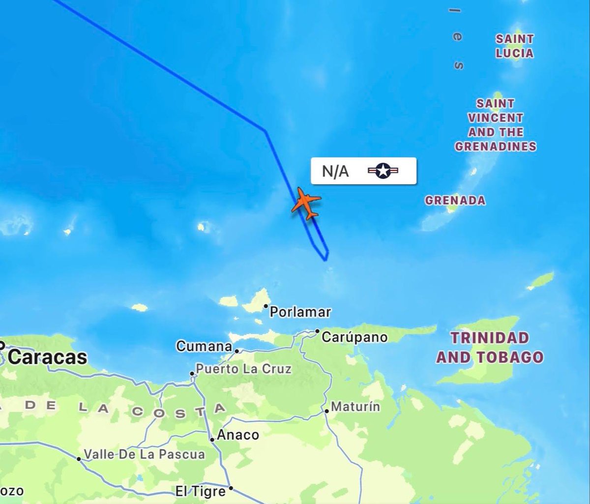 Two U.S. B-1B Lancer bombers flew a Caribbean patrol today, entering Venezuela’s ADIZ and nearing within 80 km of the coast, briefly switching off transponders in what appeared to be a strike simulation. The mission follows earlier B-52 and F-35 flights near Venezuela this month