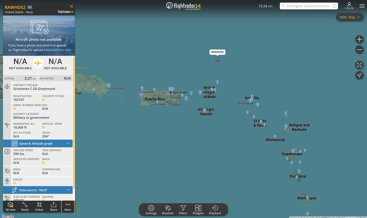 USS Gerald R. Ford (CVN-78) current position North of Puerto Rico