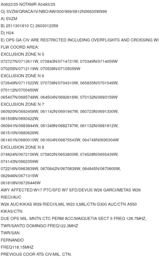 A NOTAM restricting all general non-commercial aviation has been introduced over parts of Venezuela's southern border due to military operations until March 1st, 2026