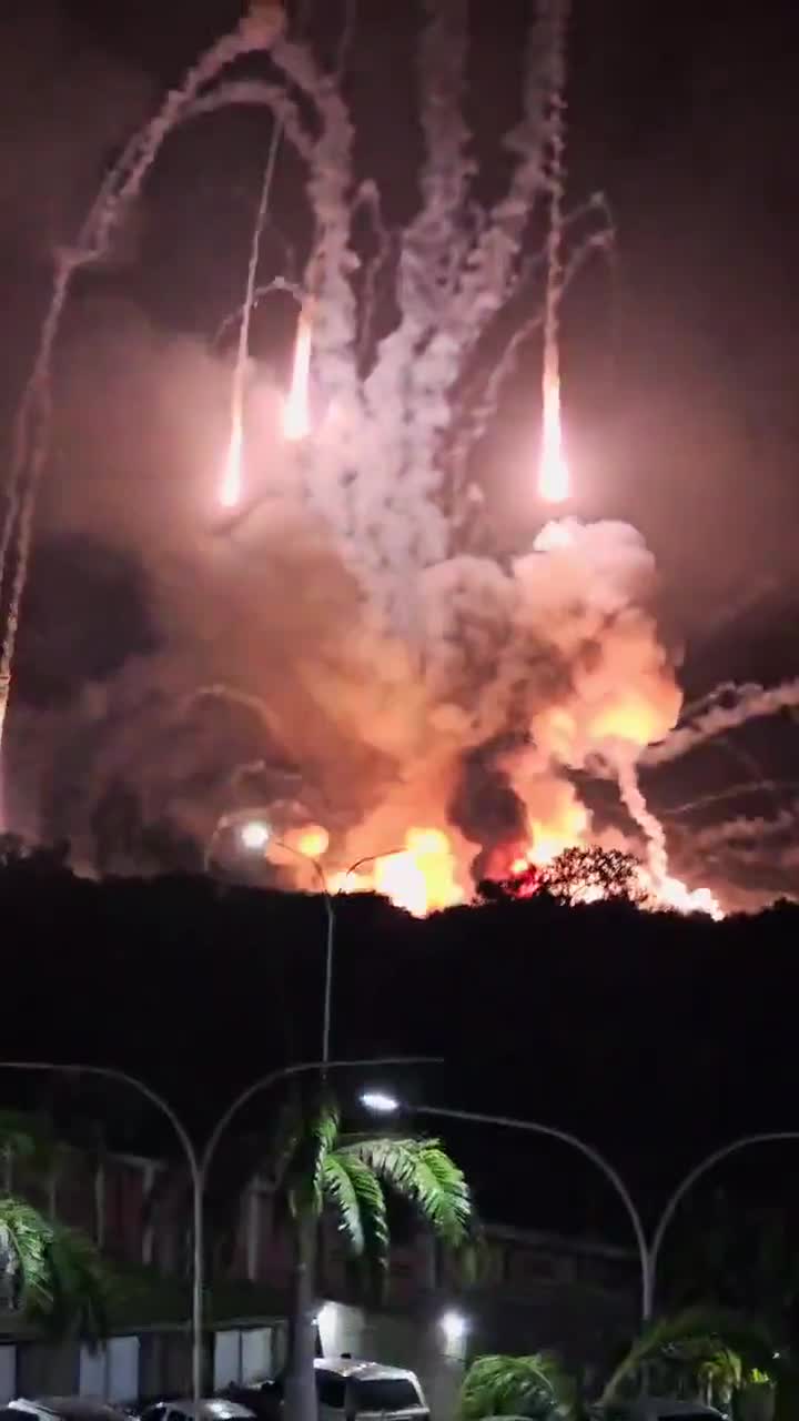 Major secondary explosions after U.S. airstrike near Higuerote Airport, Miranda, Venezuela
