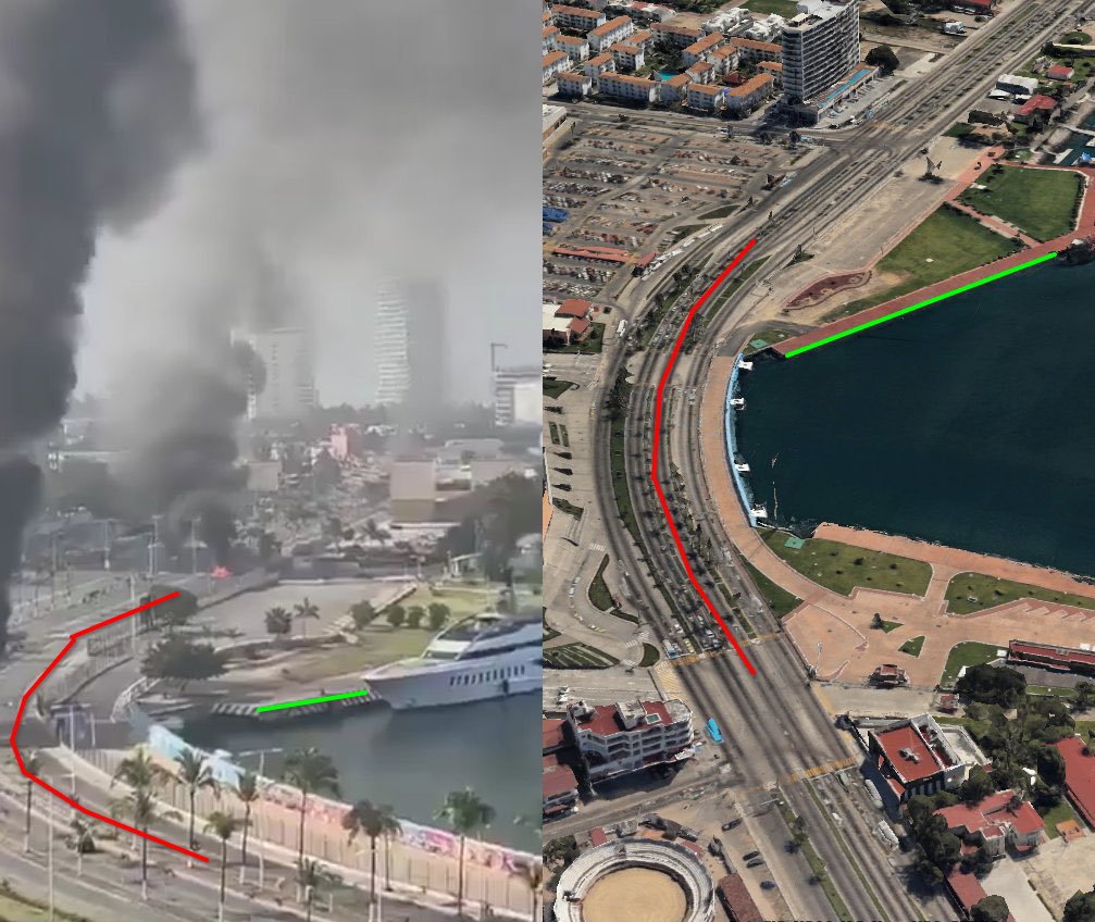 Fires on a large street in Puerto Vallarta in Mexico amidst a sudden outbreak in cartel violence