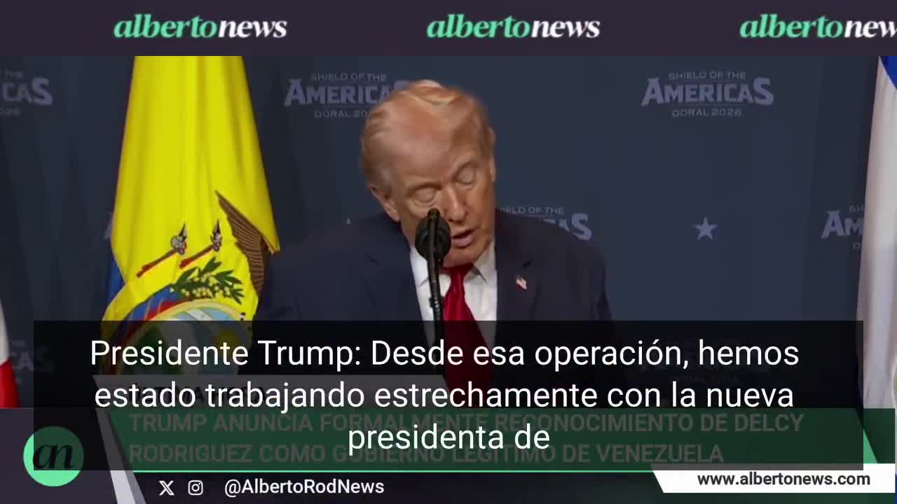 Trump on Delcy Rodríguez: I am pleased to say that this week we have formally recognized the Venezuelan government, in fact we have legally recognized them.