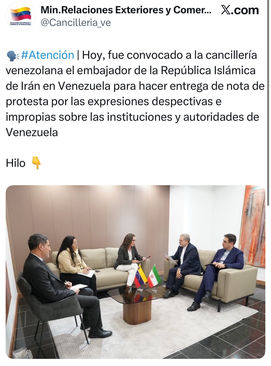 The Delcy Rodríguez regime delivered a protest note to the Iranian ambassador in Venezuela over comments made by Foreign Minister Abbas Aragchi. The Iranian Foreign Minister recently said: This is not Venezuela, where they take one person and everyone else gets scared